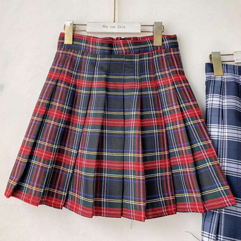 Chân váy tennis kẻ ô trắng đen