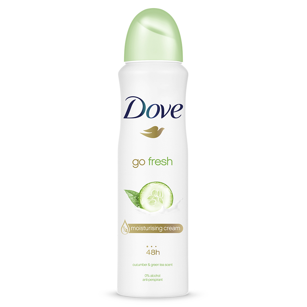 Xịt Khử Mùi Dove Go Fresh Dưỡng Da Sáng Mịn - Dưa Leo &amp; Trà Xanh (150ml)