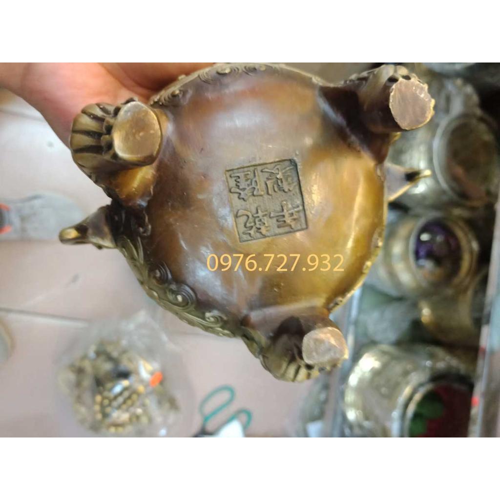 Xông trầm nắp nghê bằng đồng, đỉnh đốt trầm hương bằng đồng cao 17cm