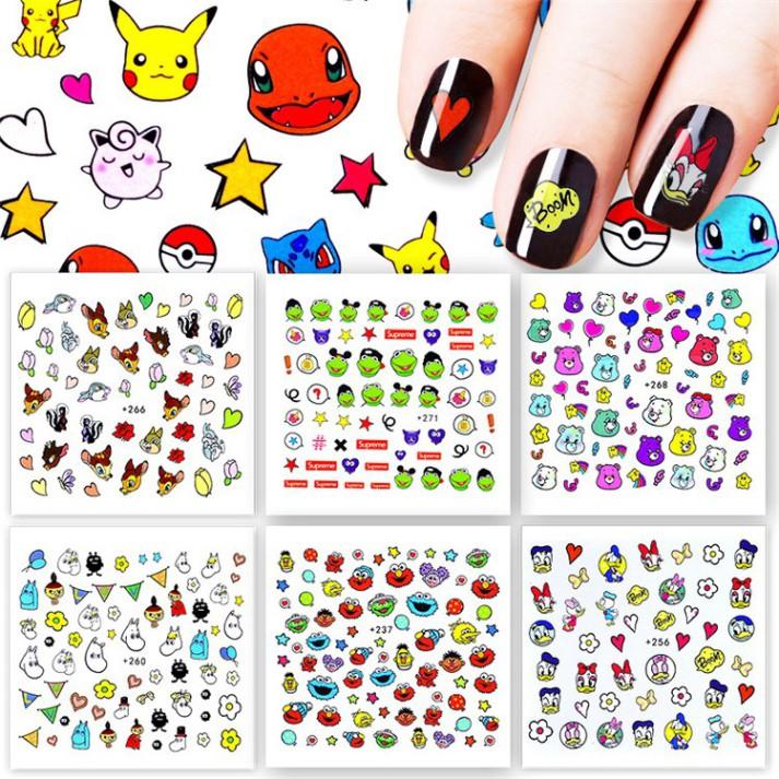 Sticker dán móng hoạt hình dễ thương không độc hại (1 tờ 30-50 hình dán)