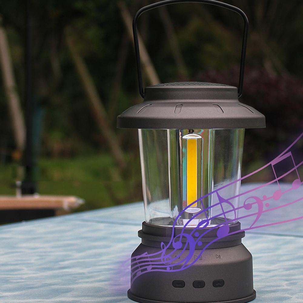 Portable Outdoor Retro Lantern Camping BT Speaker Light Tent Lamp USB Rechargeable Night Handhel Emergency Light