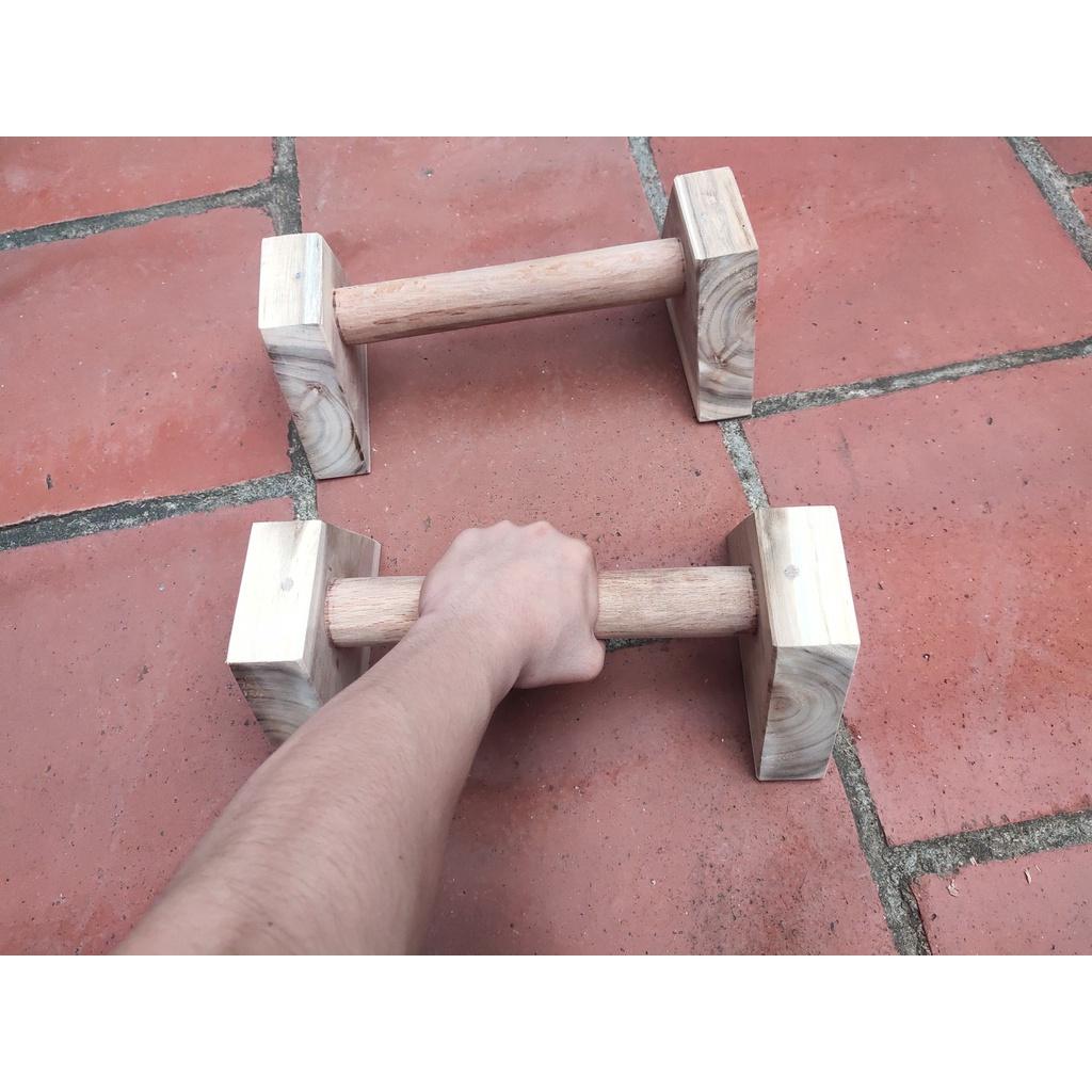 Parallettes - Dụng cụ hỗ trợ chống đẩy, hít đất, chồng chuối, planche, calisthenics, street workout (màu gỗ tự nhiên)