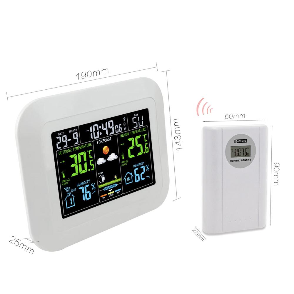 Multifunctional Home/Office Weather Station Color Digital Display Clock Outdoor and Indoor Temperature Tester Hygrometer Weather Forecast Table Clock