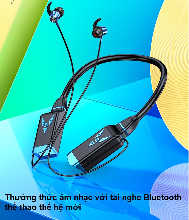 Tai Nghe Bluetooth 5.3 Thể Thao Quàng Cổ  , Âm Thanh Nổi  Hifi Stereo , Pin Khủng 3000mAh  Sử Dụng Liên Tục Lên Đến 100 Giờ