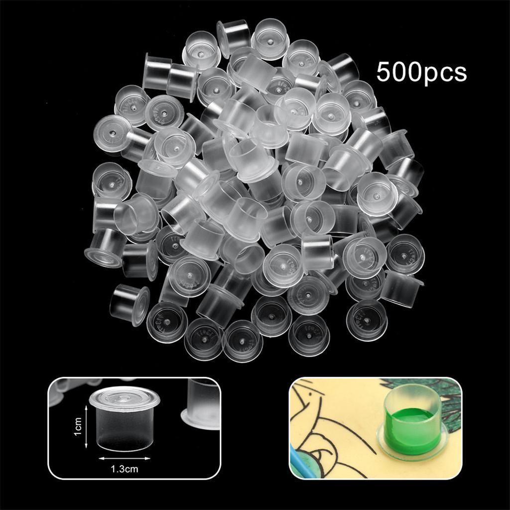 500pcs Tattoo Ink Cups Caps Plastic Pots Pigment Containers Supplies Medium