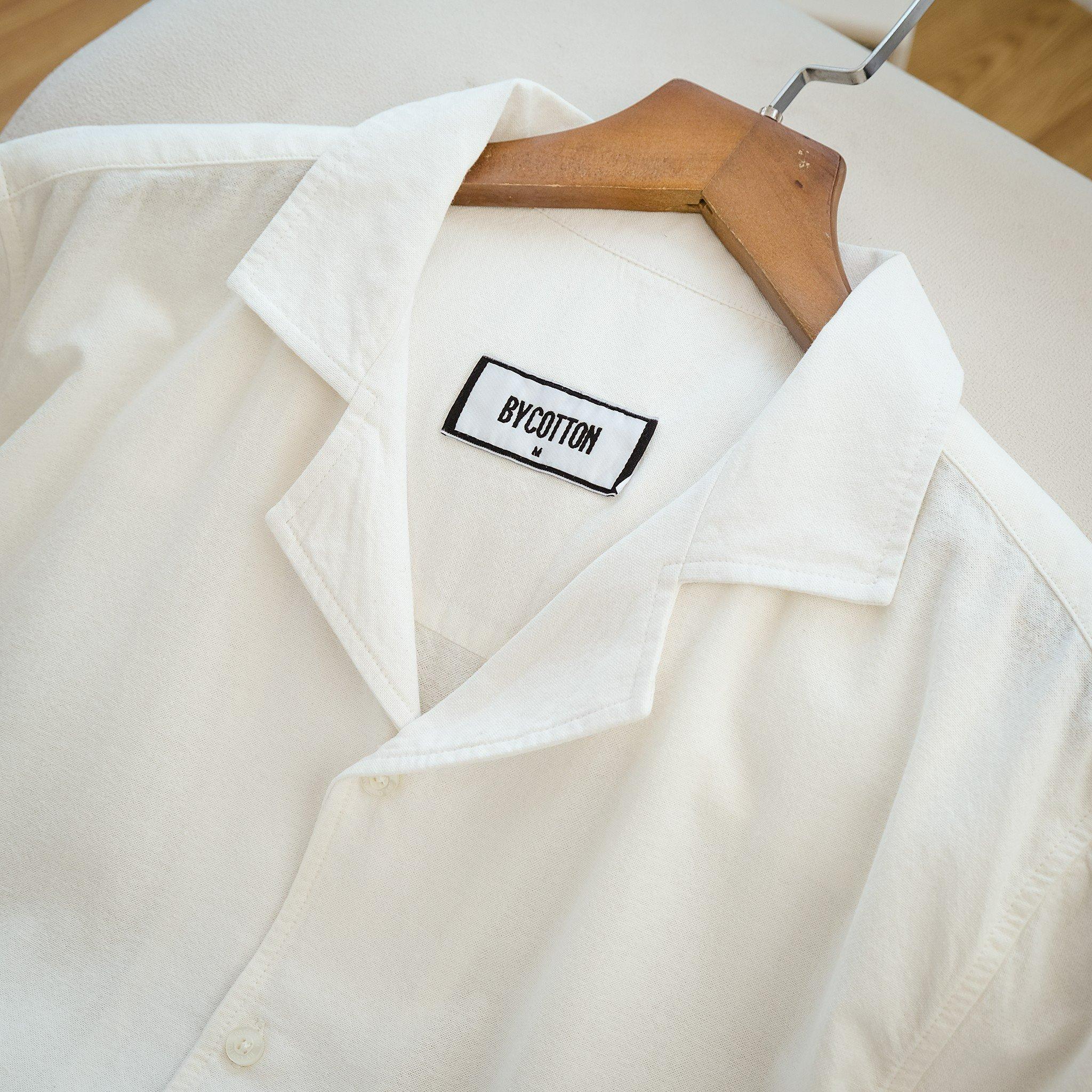 Áo Sơ Mi LINEN Tay Ngắn White BY COTTON