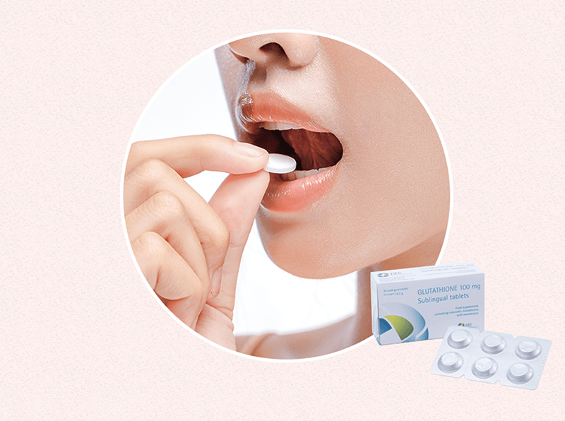 Viên Ngậm Trắng Da Glutathione 100mg Nhập Khẩu Từ Italy