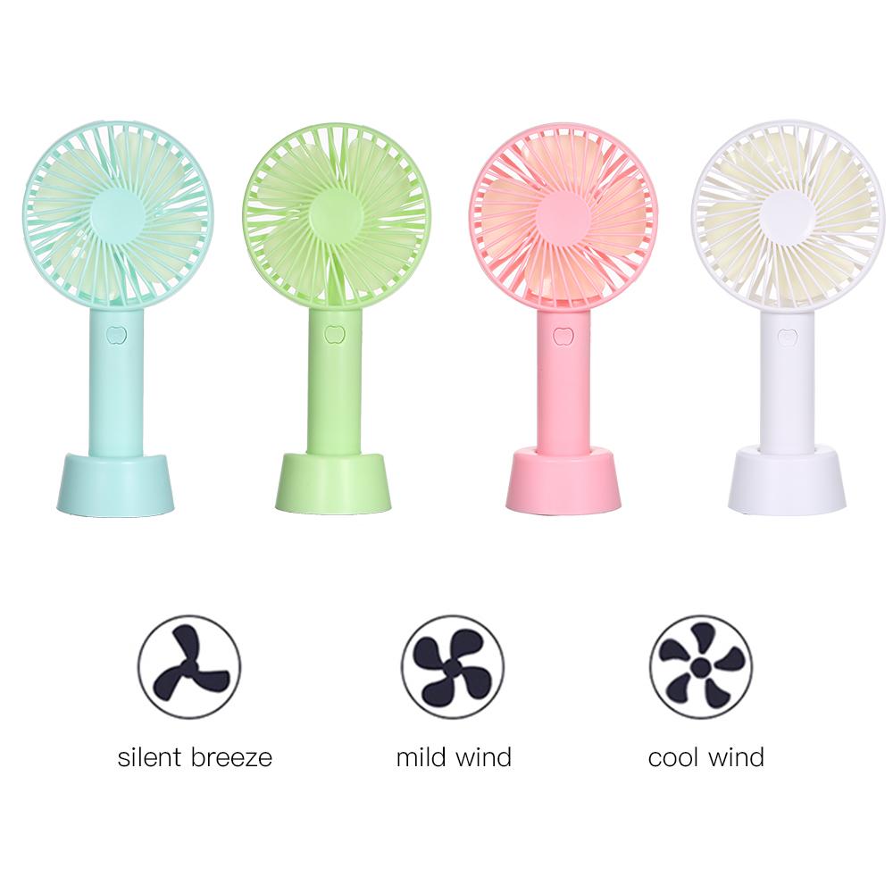 Quạt cầm tay mini di động có đế đỡ với 3 tốc độ gió, cổng sạc USB,