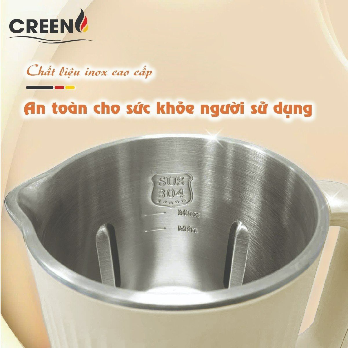 Máy làm sữa hạt mini CREEN CR-1000, dung tích 1L, 8 chức năng xay nấu, nắp chống trào, màn hình cảm ứng - Hàng chính hãng