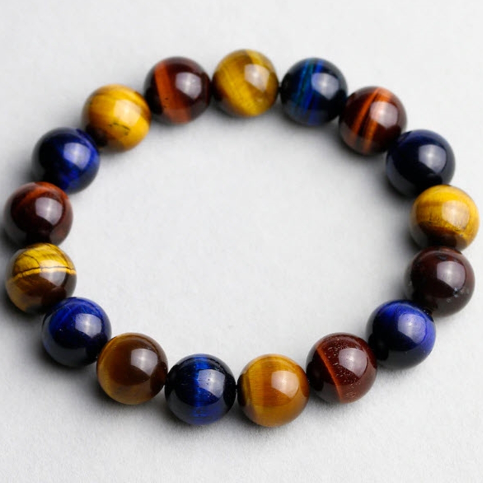Vòng Tay Phong Thủy Opal Mắt Hổ Ba Màu Tự Nhiên 11MM