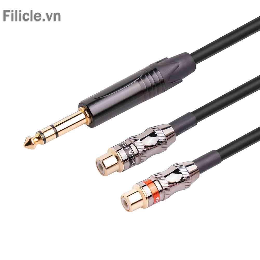 Cáp Chia Audio 6.35mm ĐầU CắM Sang Lỗ CắM 2RCA Mạ VàNg 24k