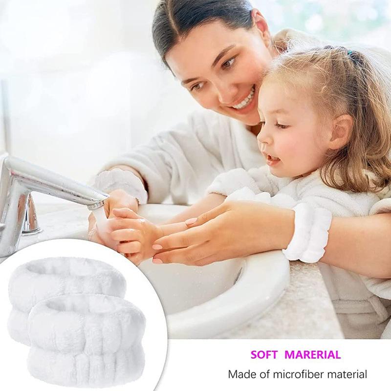 4 cặp cổ tay spa washband microfiber cổ tay rửa băng dây đeo cổ tay để rửa mặt dây đeo cổ tay Color: 4