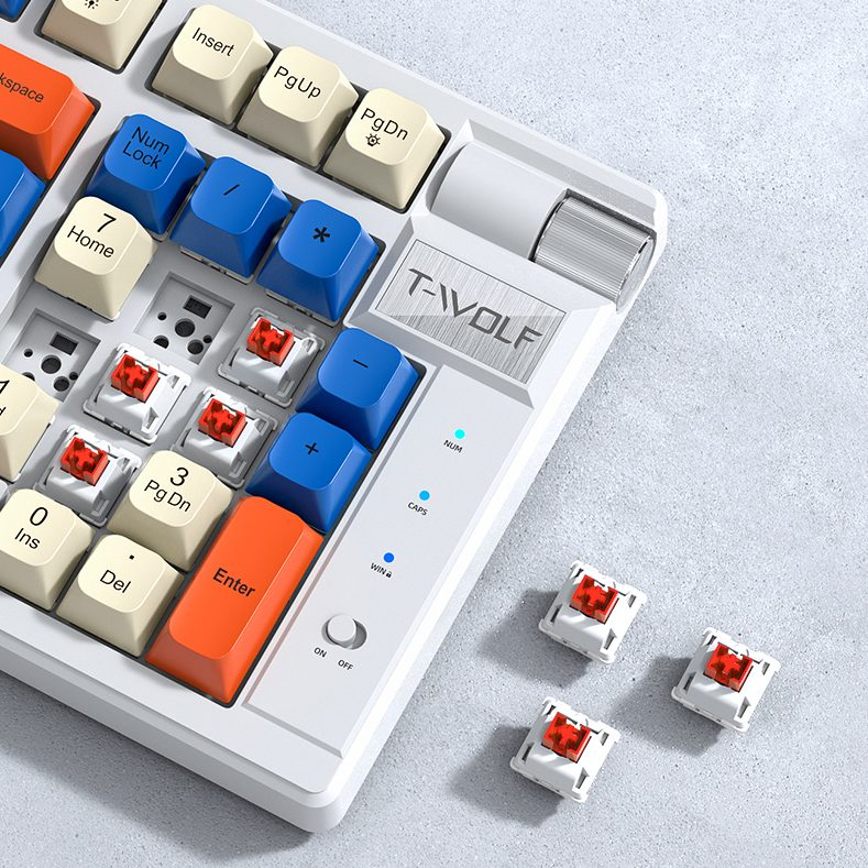 Bàn Phím Cơ Không Dây T-WOLF T70 Red Switch LED RGB – Hàng Chính Hãng