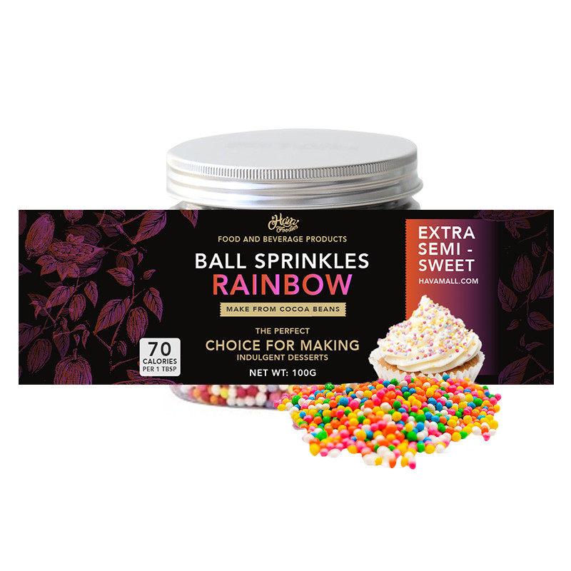 Bông Đường Bi Tròn Trang Trí Bánh Havafood Hủ 100g – Rainbow Ball Sprinkles