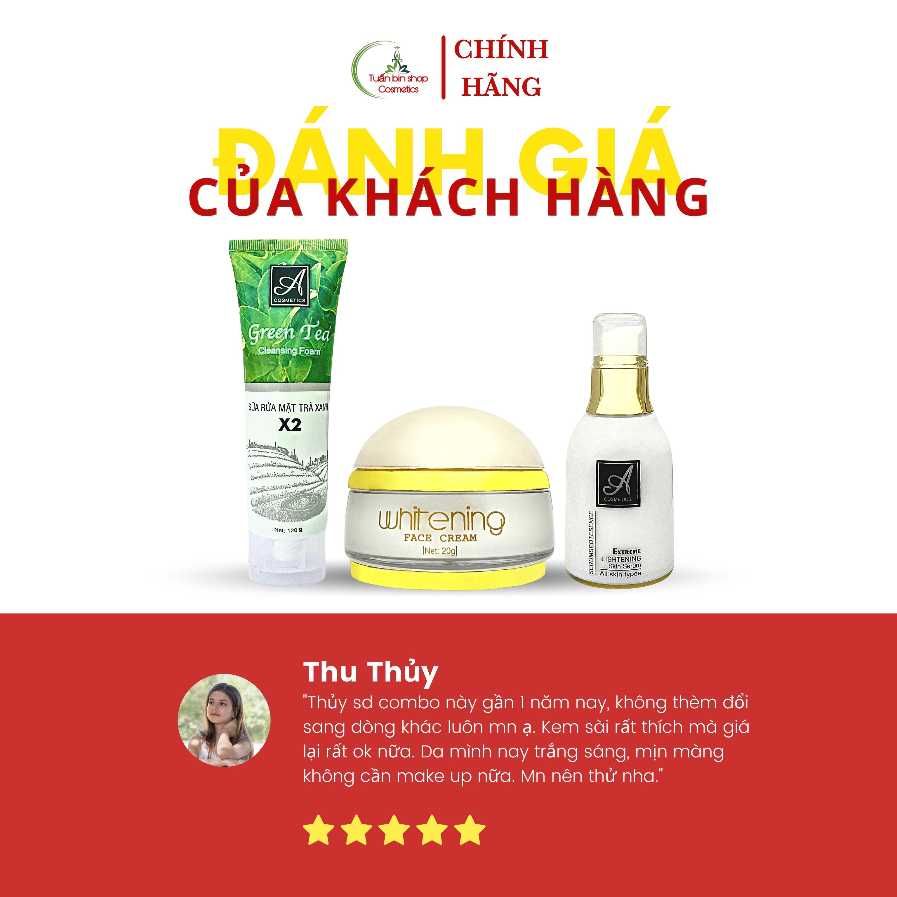 Combo cấp ẩm, dưỡng trắng da mặt, kiềm dầu Acosmetics, kem face pháp, serum cấp ẩm esence, sữa rửa mặt trà xanh x2 170g