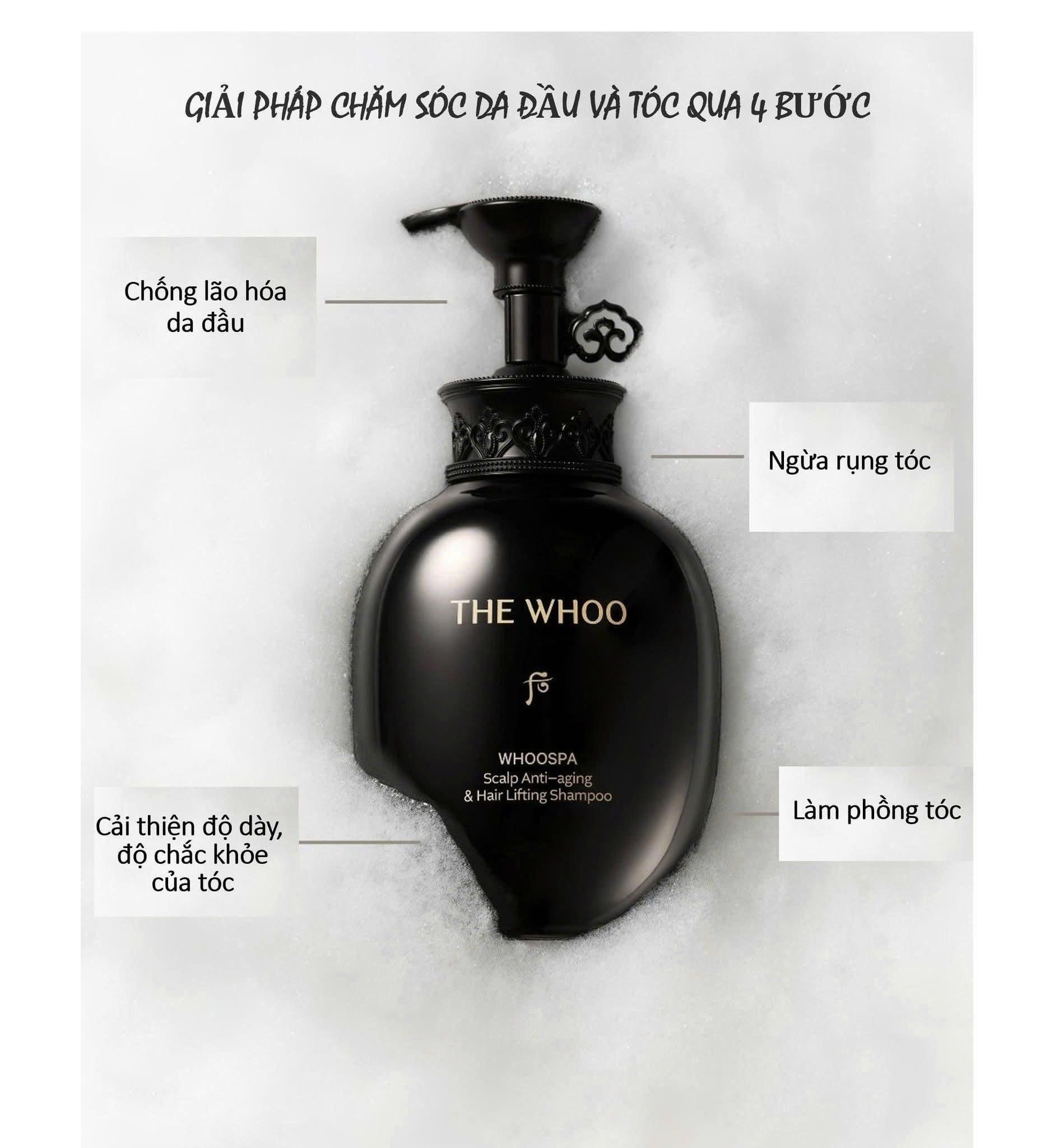 Dầu Gội Chống Lão Hóa Ngăn Ngừa Rụng Tóc THE WHOO Whoospa Scalp Anti-Aging &amp; Hair Lifting Shampoo 350ml