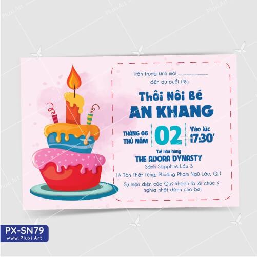 Thiệp thôi nôi – sinh nhật theo yêu cầu Pluxi