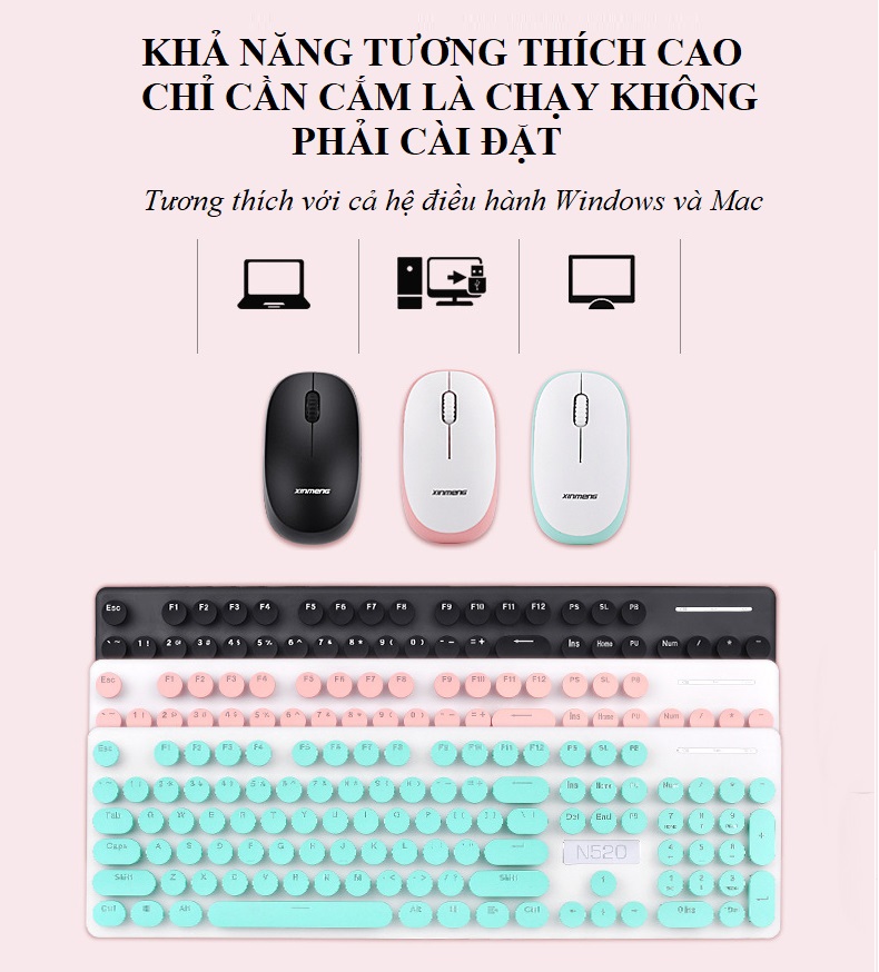 Bộ phím chuột không dây văn phòng XM-1429 - Hàng Nhập Khẩu