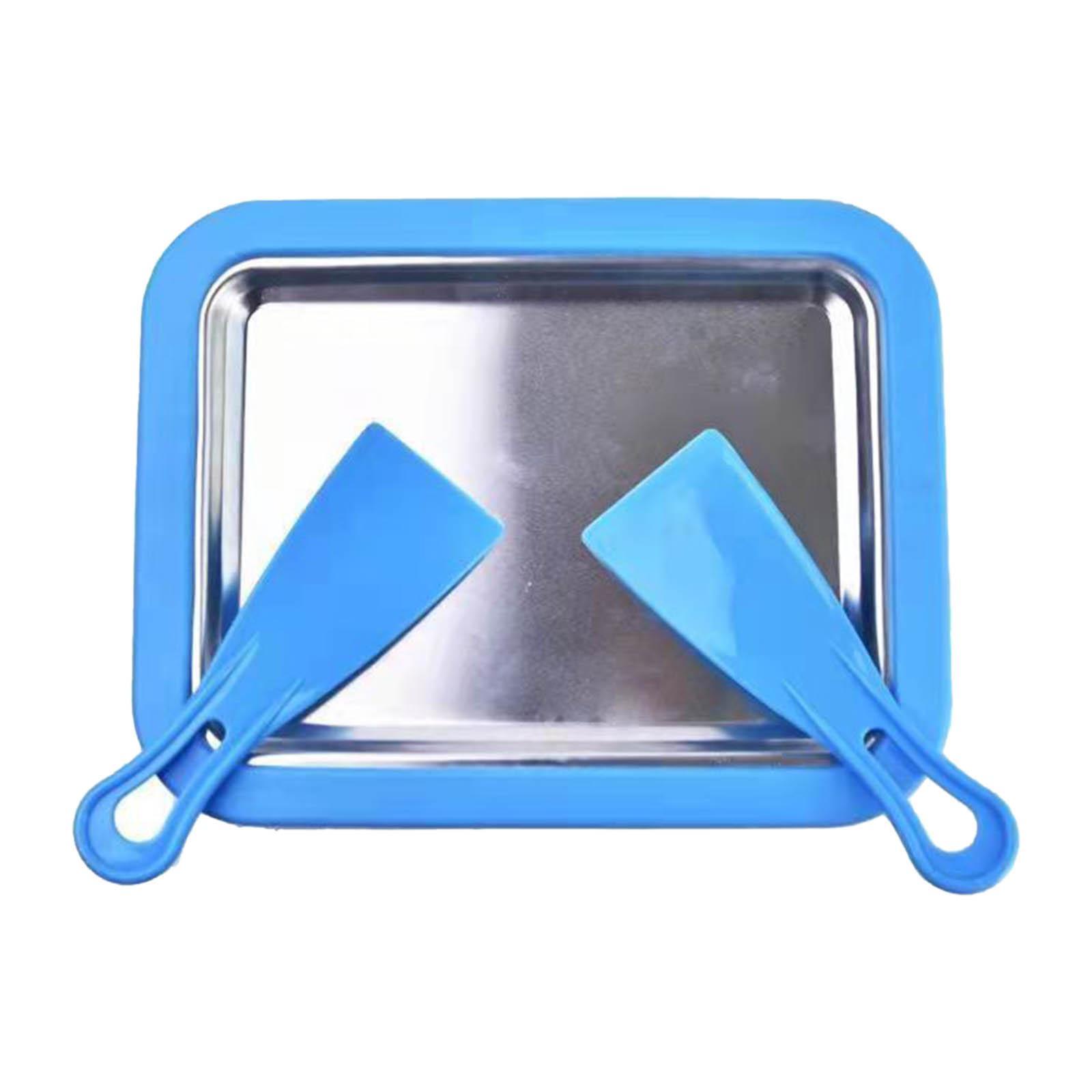 Instant Ice Cream Maker Pan and Scraper Set, Food Grade Stainless Steel, Sweet Fried Food Plate, Family Use