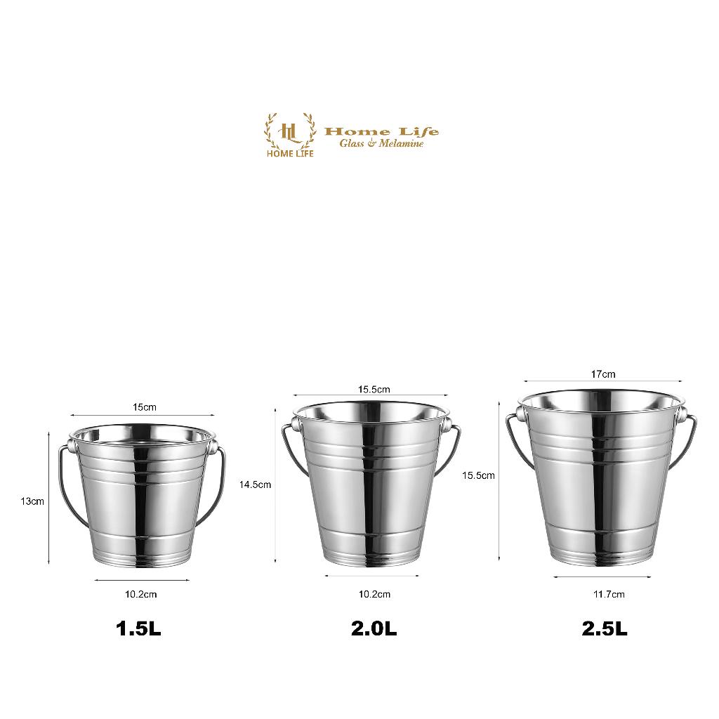 Xô Đá Quai INOX - XÔ ƯỚP LẠNH CHẤT LIỆU INOX KHÔNG GỈ - KHÔNG BẠC MÀU