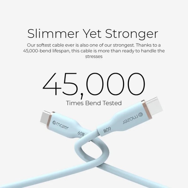 Dây Sạc MAZER Infinite.LINK 3 PD 60W USB-C to USB-C 2M cable (Flex, Silicone) Hàng Chính Hãng