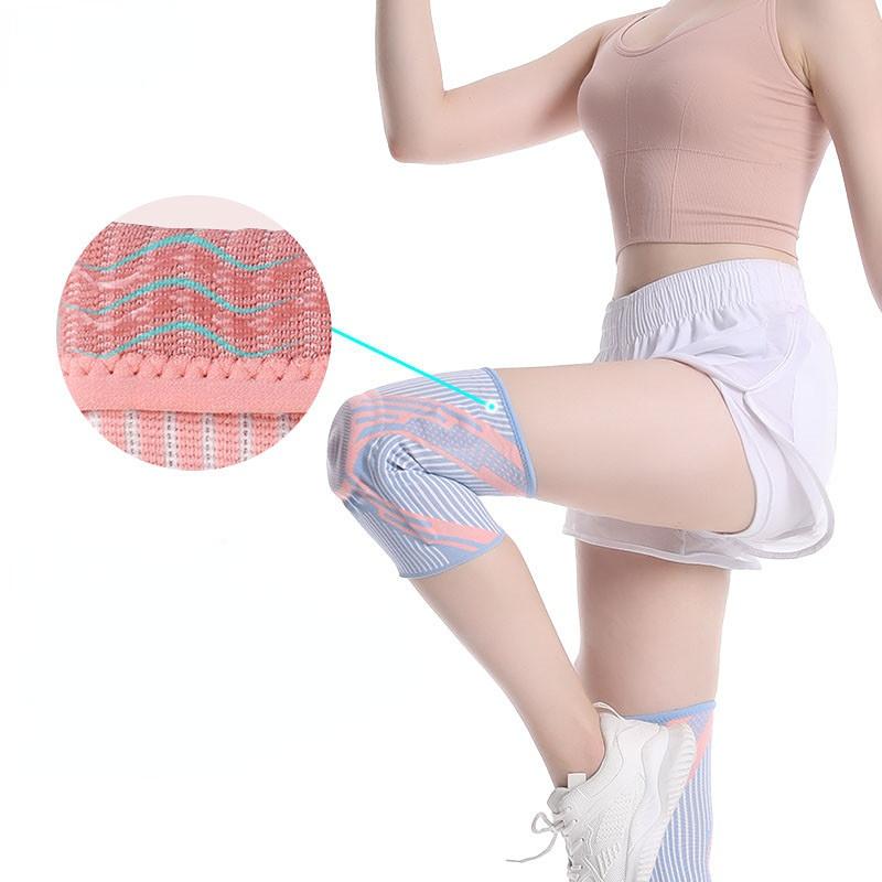 Nẹp đầu gối dây đeo đầu gối hỗ trợ silicone đầy đủ mạnh mẽ sụn bảo vệ nén chạy bóng rổ thể thao miếng đệm đầu gối Color: Light Blue