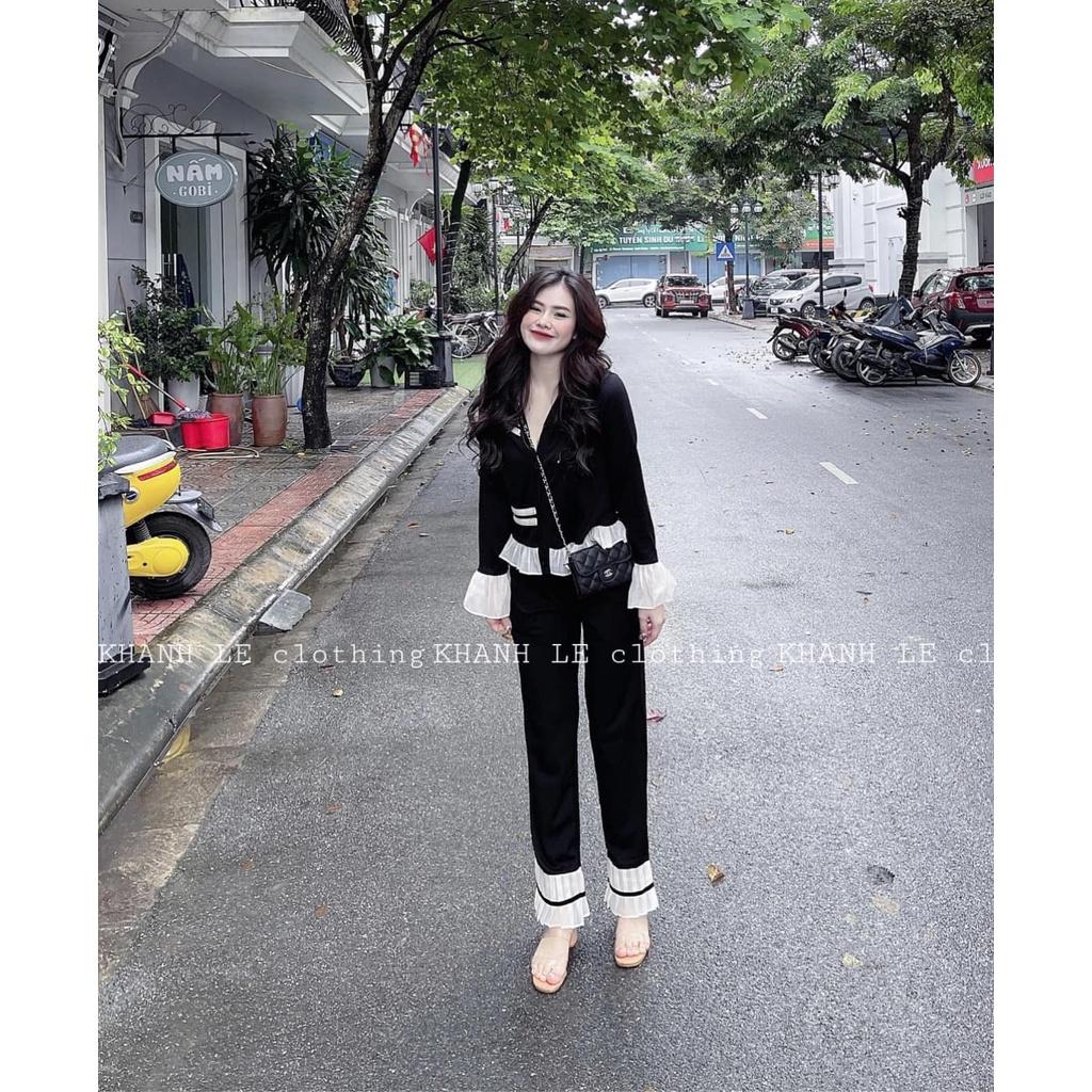 16.11.Sét len viền bèo ren ngực. Chất len mịn đẹp