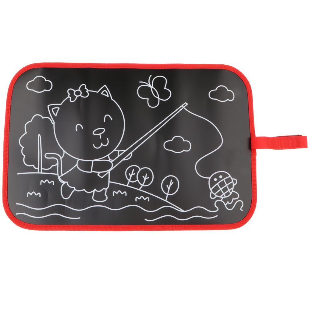 Kids Mess Free Chalk Coloring Board Doodle &amp; Drawing Board - Fishing Cat