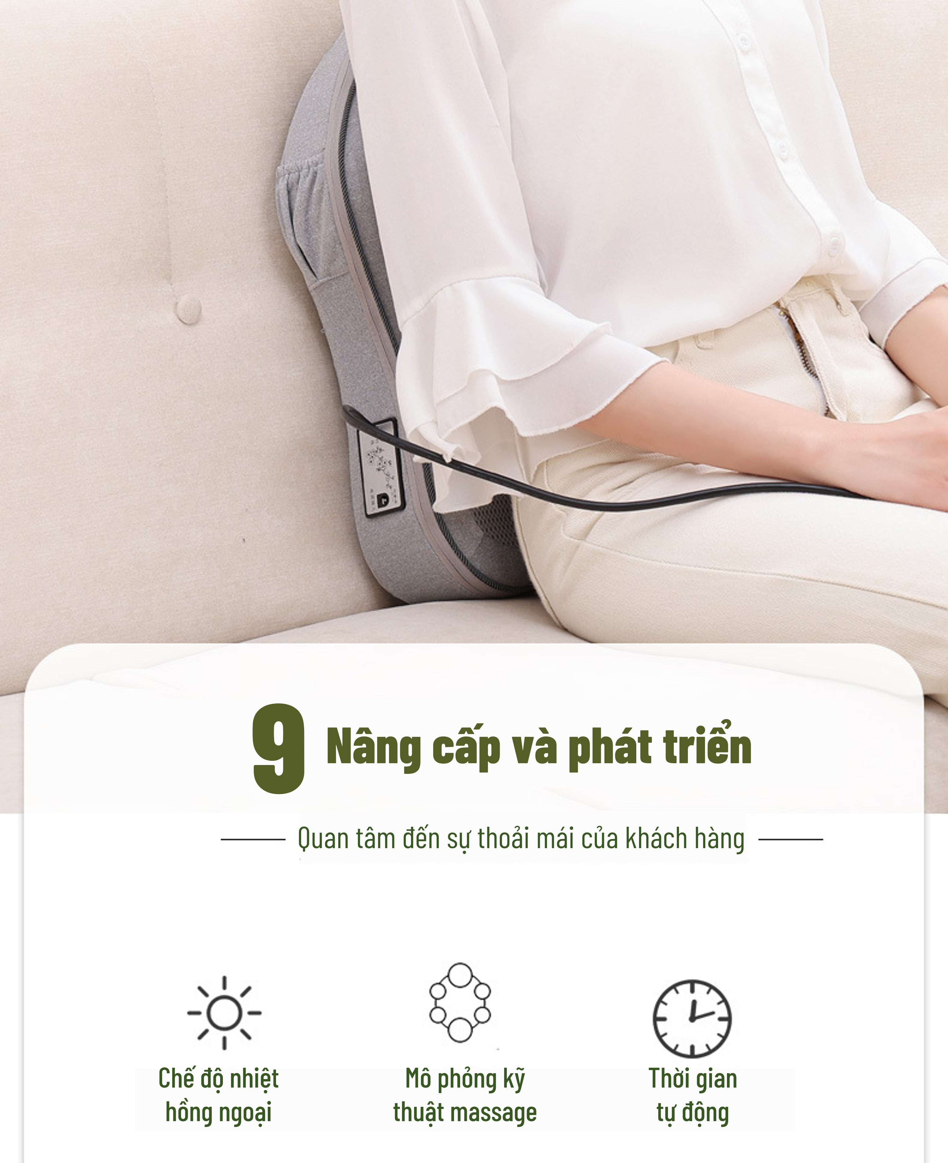 Gối Massage Hồng Ngoại đèn led 7 màu MODEL 2021 - Giúp Mát Xa Vai, Cổ, Gáy, Cột Sống Lưng Đa Năng Kết Hợp Với Chế Độ Rung Và Nhiệt - Chất Liệu vải nỉ cao cấp