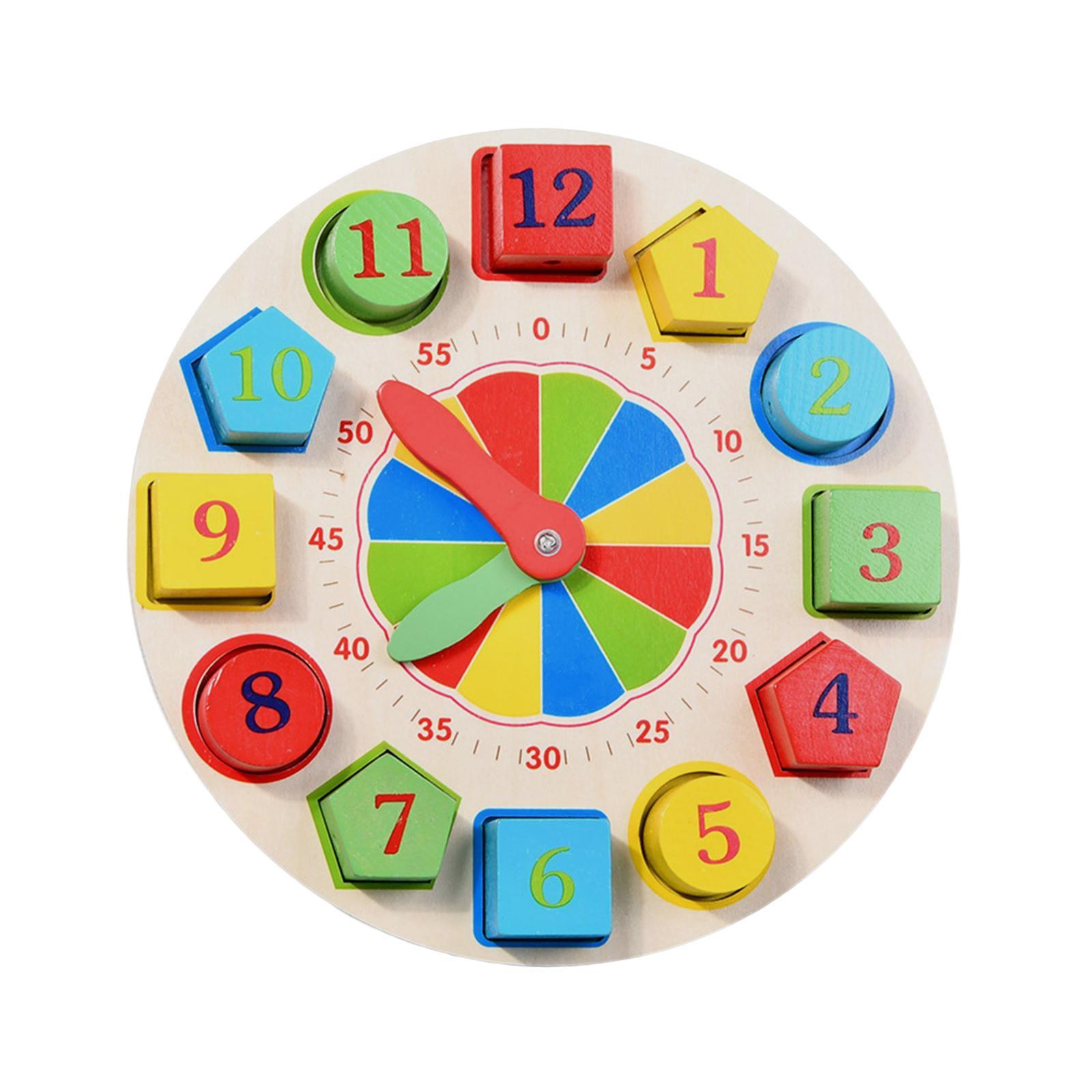 Montessori Wooden Clock Toys Wooden Lacing Threading Toys for Baby Boys