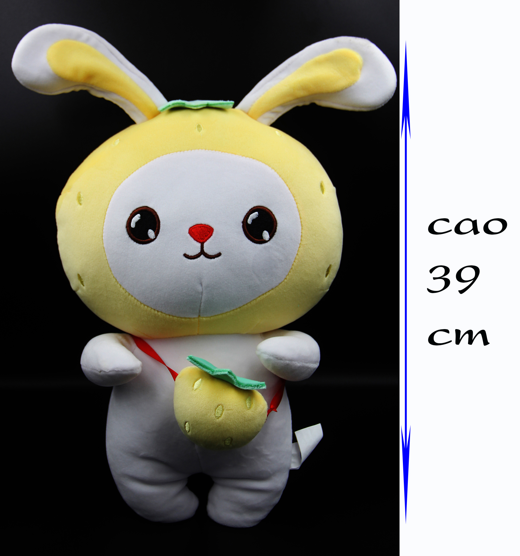 Thú nhồi bông thỏ đeo túi dễ thương cao 39 cm (Tặng kèm móc khóa da bò thật màu ngẫu nhiên) BA0191