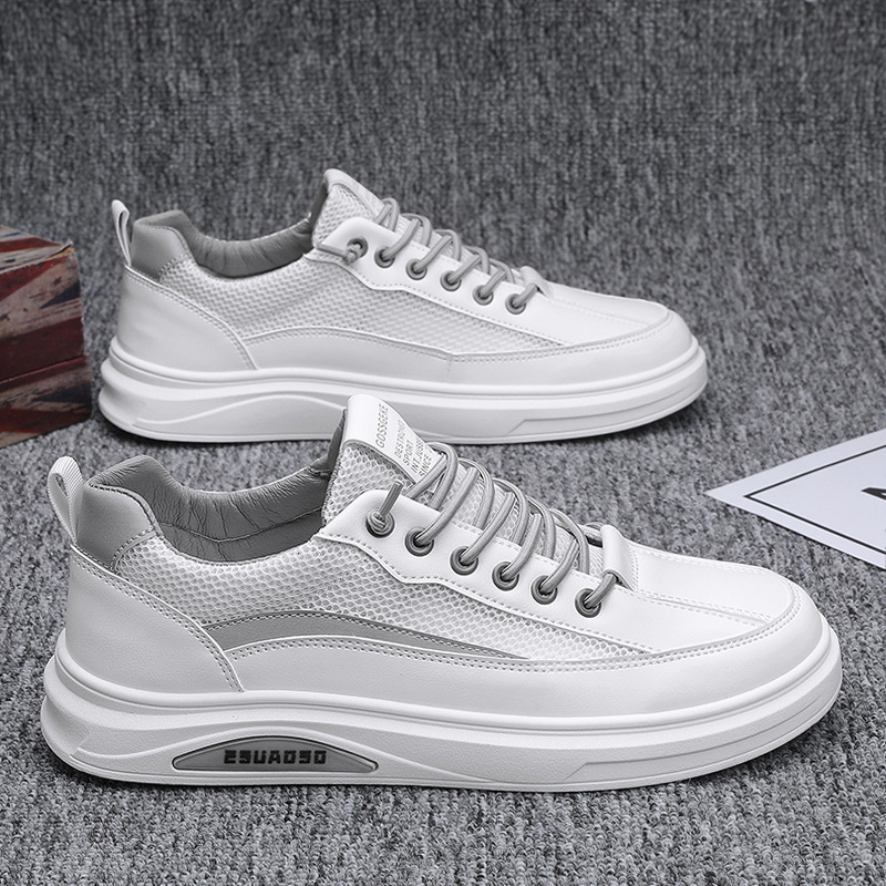 Giày sneaker nam chất liệu da cao cấp kết hợp lưới thoáng khí, phong cách trẻ trung năng động 2023
