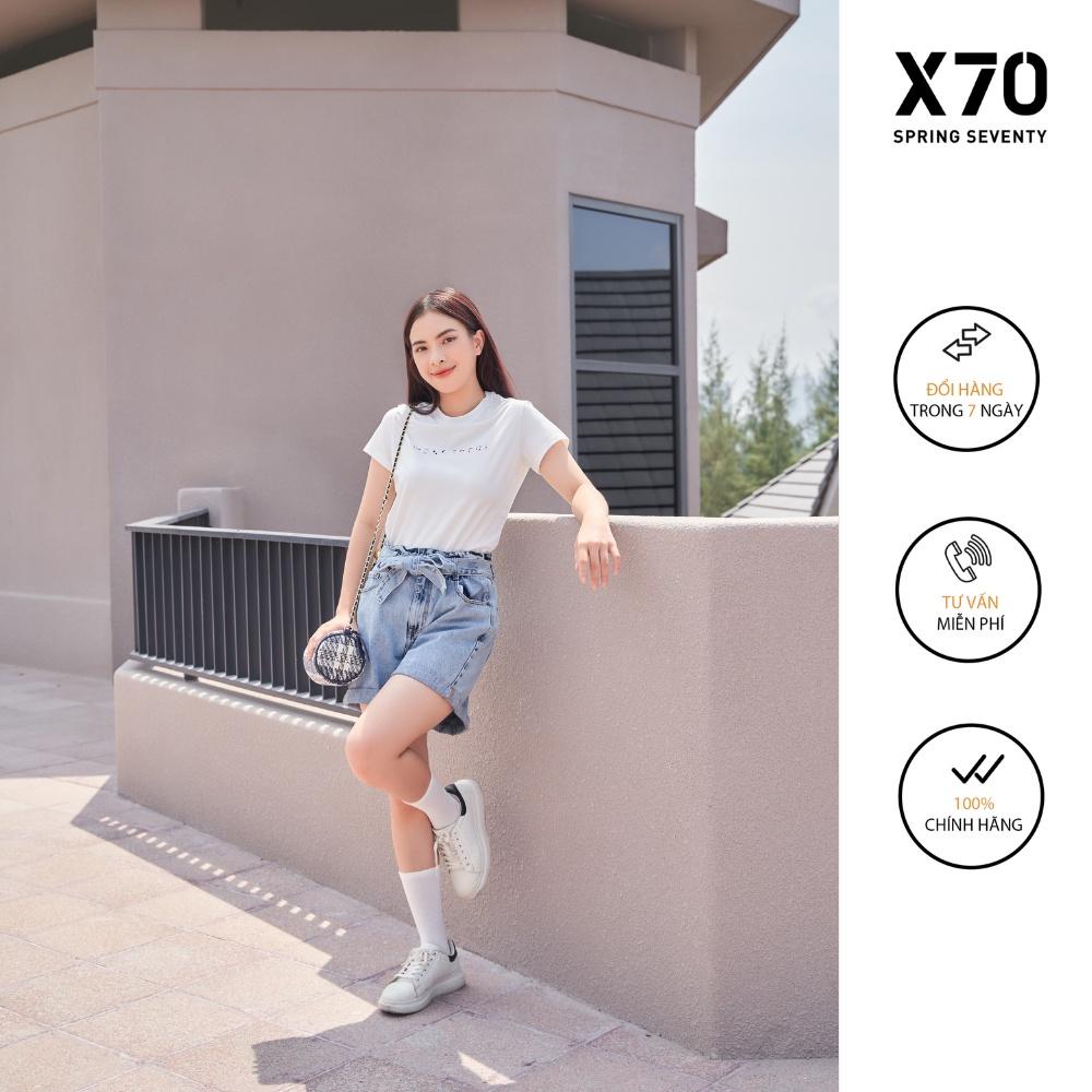 Quần Short Jean Nữ Kiểu Dáng Lưng Chun Thiết Kế Thắt Lưng Nơ Thời Trang X70 - 04560004