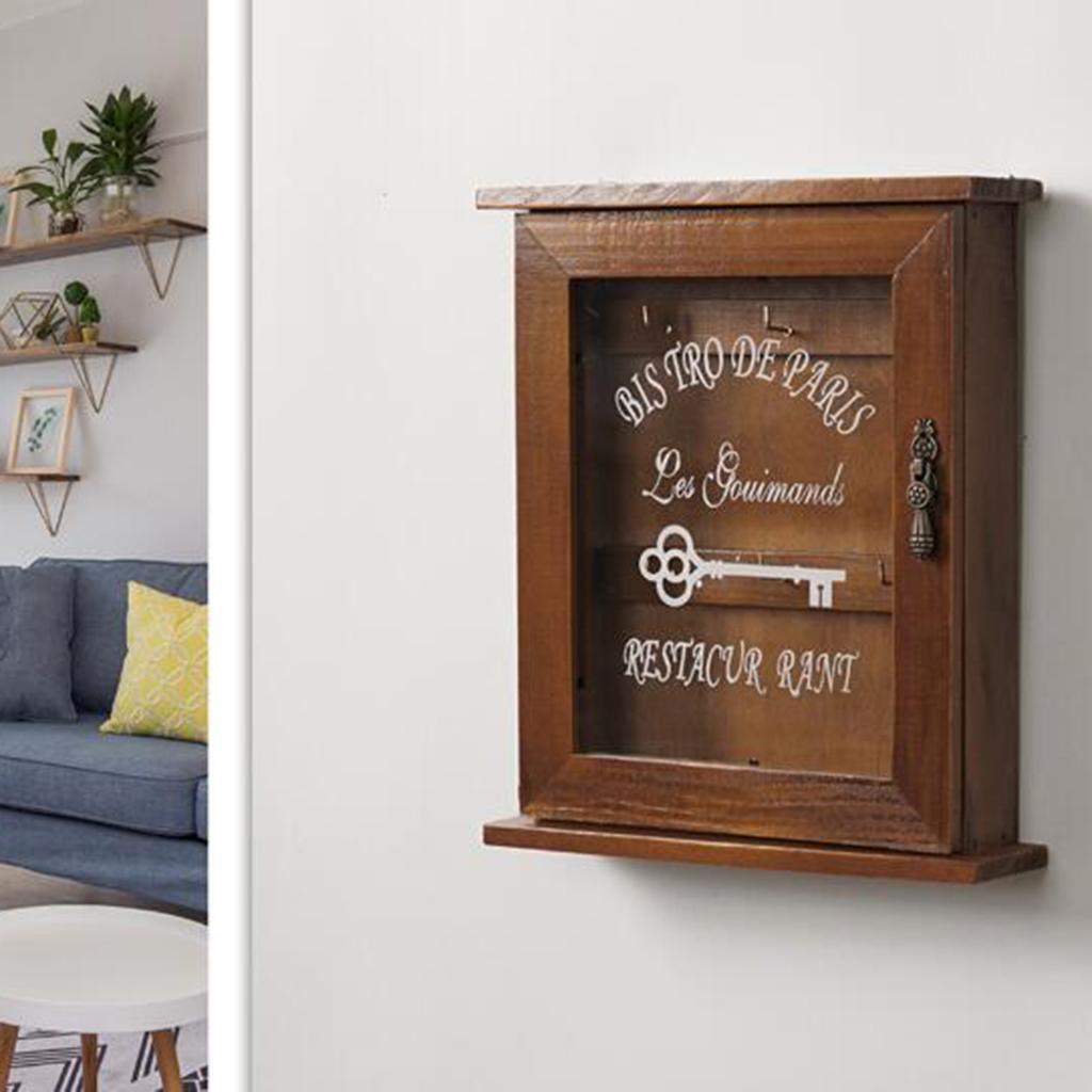 2pcs 6-Hook Wooden Key Holder Rack Key Organizer Wall Mount/ Tabletop Brown