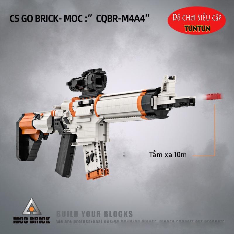 Đồ Chơi Lắp Ráp Trí Tuệ Súng Mô Hình Rifle M4A4 Asiimov CSGO, 1600+ Mảnh Ghép, Bản Thiết Kế Chuẩn 1:1