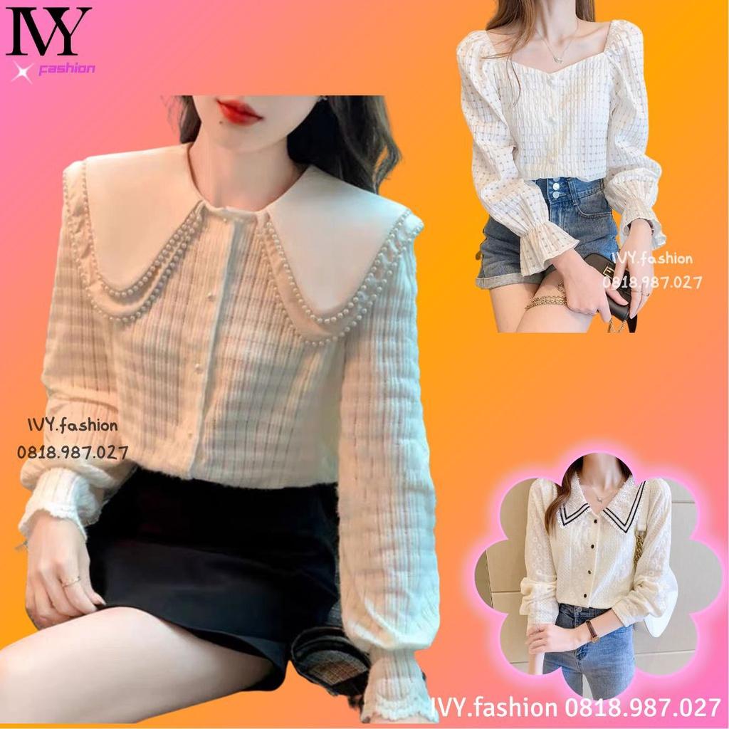 Hàng Quảng Châu45-70KG Áo sơ mi nữ áo kiểu tơ lụa pha cotton nude tay dài cổ bèo sơ mi dự tiệc công sở bigsize