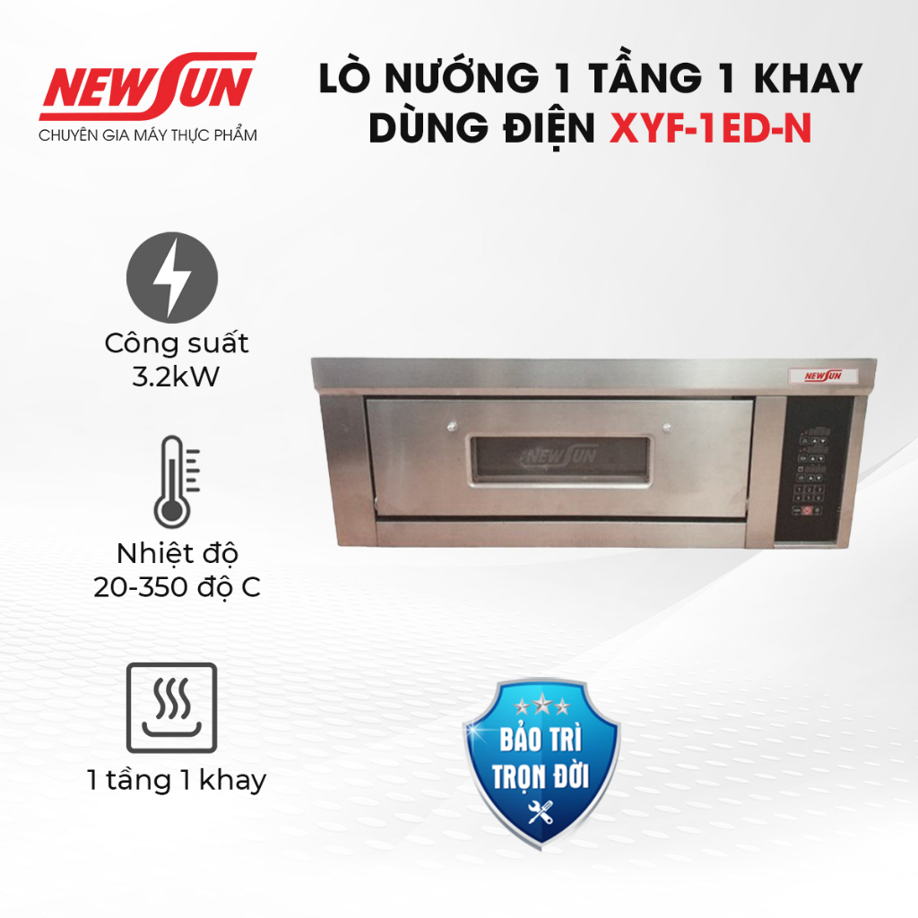 Lò nướng 1 tầng 1 khay Newsun XYF-1ED-N dùng diện 3.2kw 220V điều khiển điện tử Nhập Khẩu- Hàng chính hãng