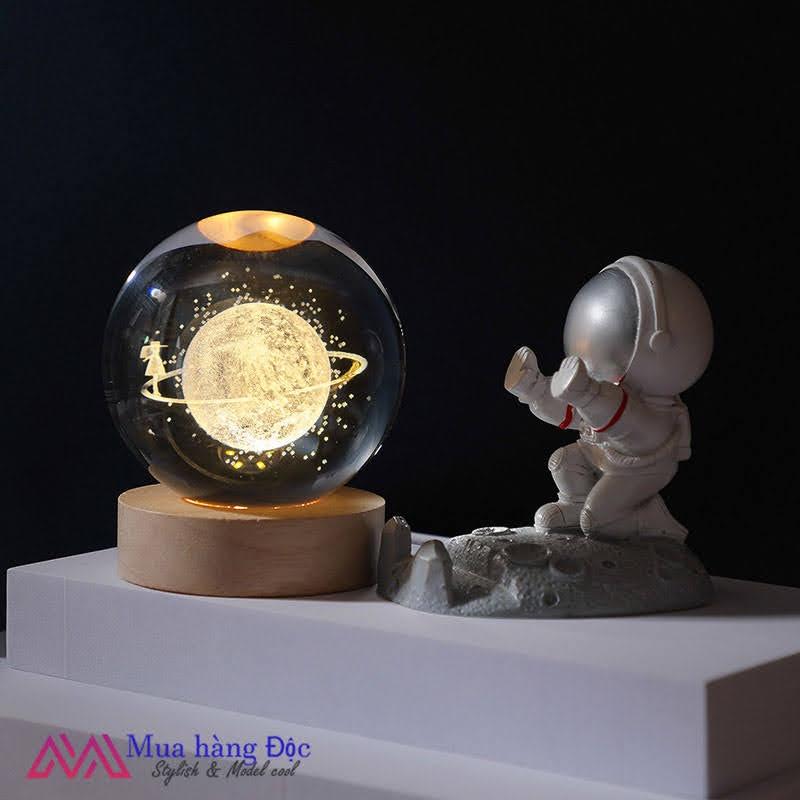 Bộ Quà Tặng Quả Cầu Pha Lê 3D larser LED tàu con thoi 6cm