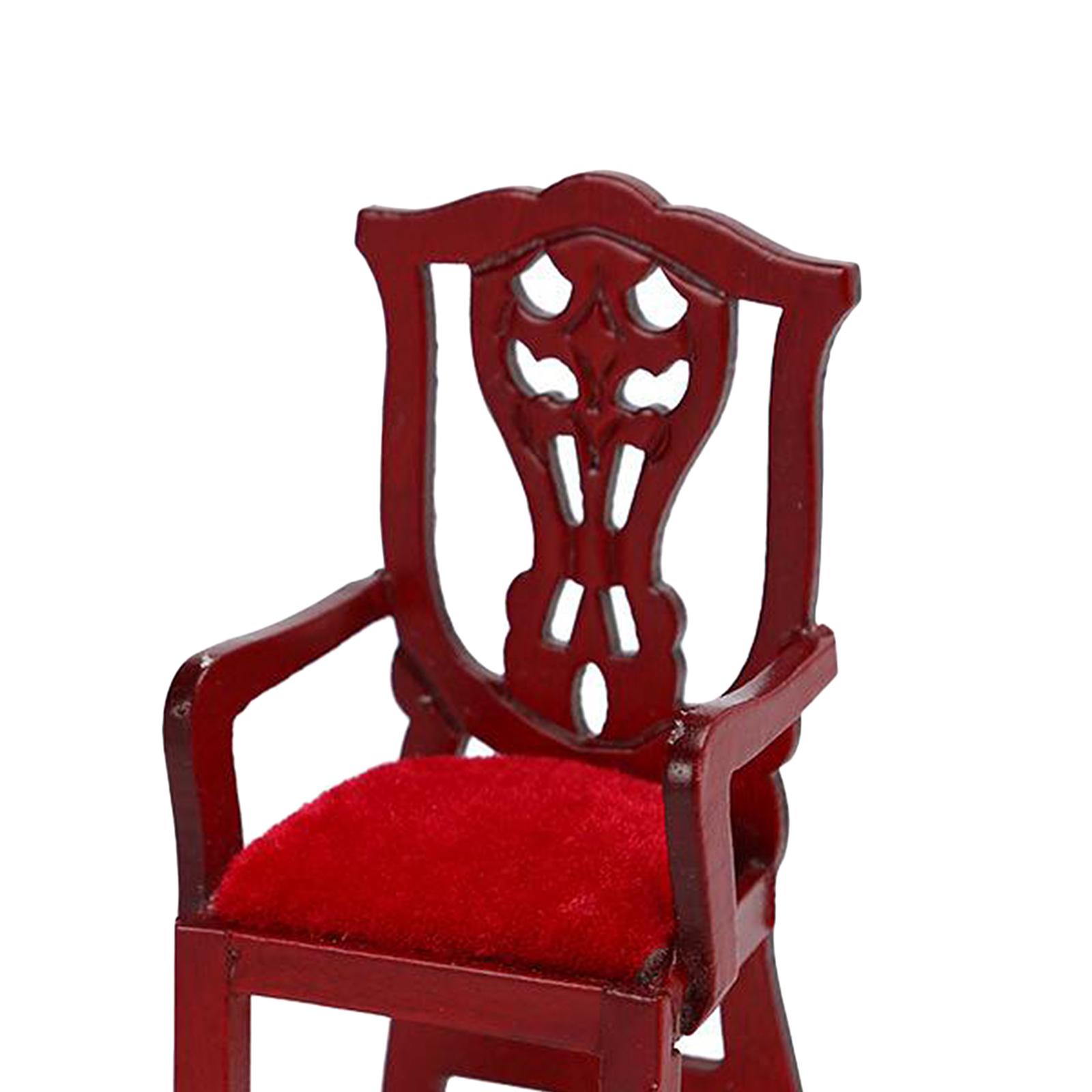 1:12 Scale Doll House Wooden Chair Model Baby Doll Room Supplies Scenery