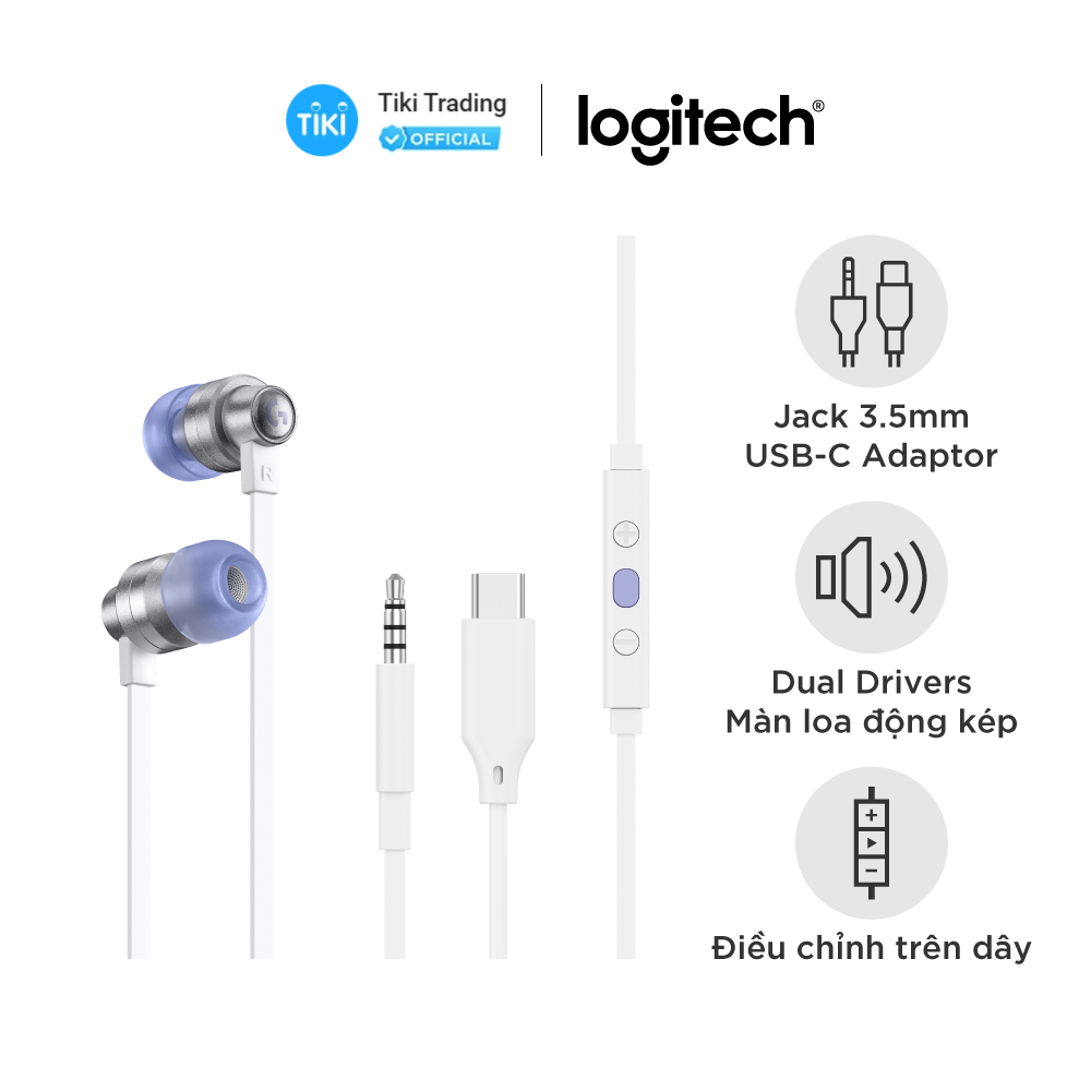 Tai nghe game in-ear Logitech G333 - màn loa động kép Dual Driver, độ bền cao, 3.5mm Aux, Mic và điều khiển trên dây - Màu - 5