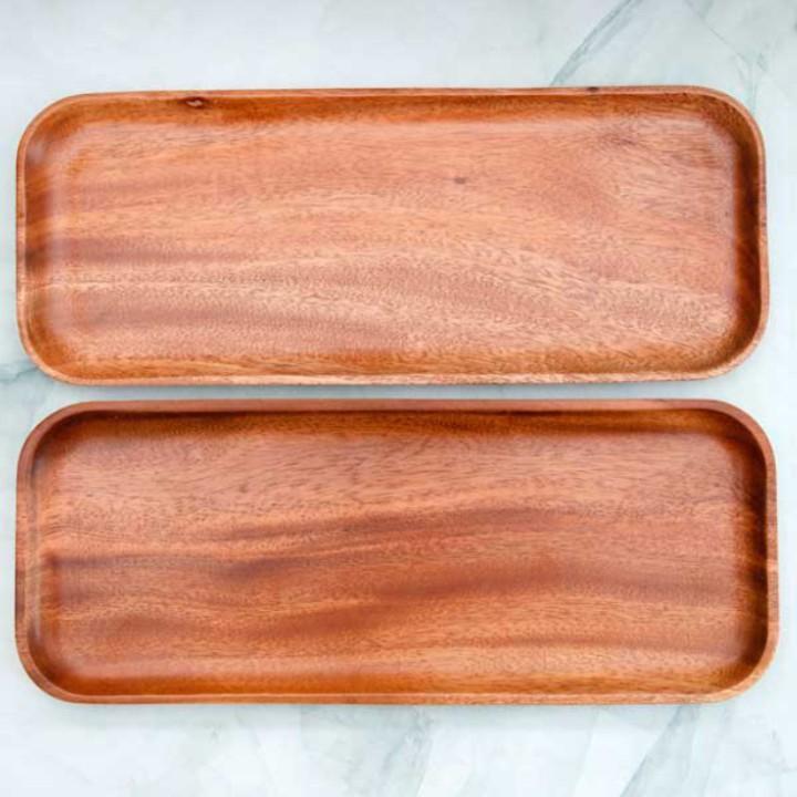 Khay gỗ chữ nhật Nhỏ-Kích thước Rộng 12cm x Dài 30cm x Cao 1.5cm