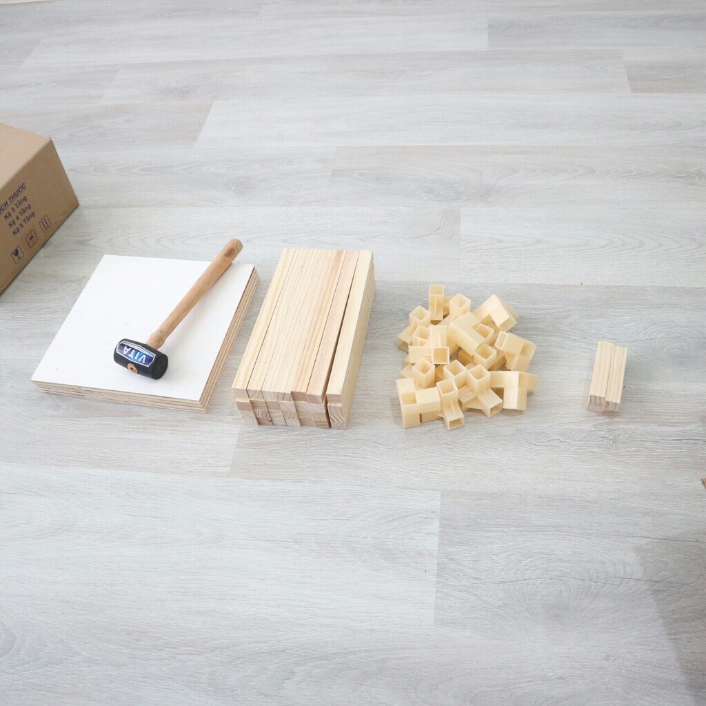 Kệ gỗ lắp ghép đa năng 2 tầng HOMY màu vân gỗ  làm kệ trang trí | kích thước 32 x 32 cm chịu lục 100kg