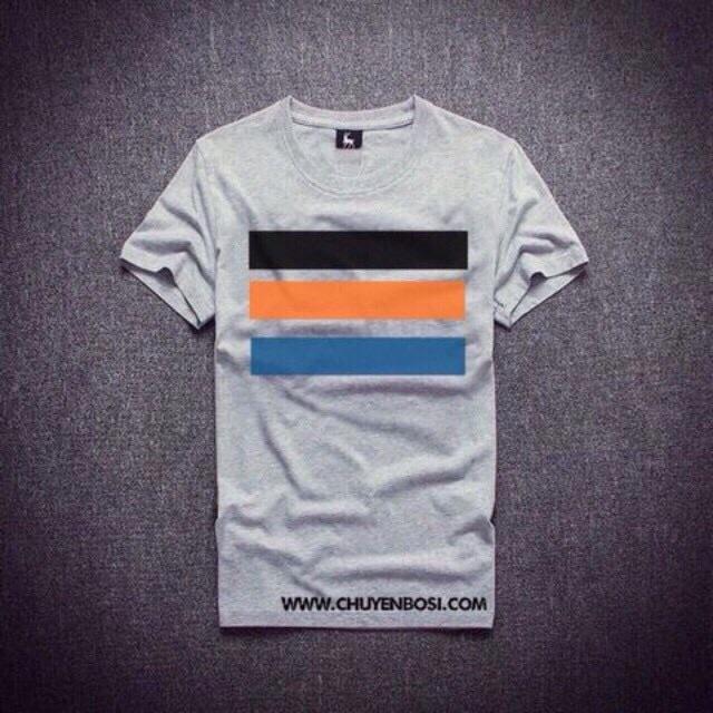 Áo thun sọc 3 màu xám có bigsize