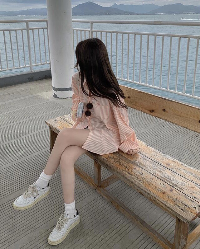 Áo sơ mi nữ form rộng 2N Unisex somi khoác ngoài sọc to số 8