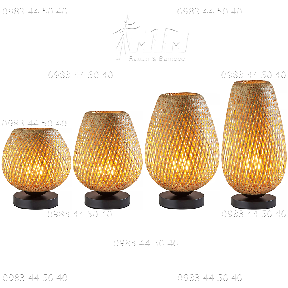 Đèn tre trang trí, đèn ngủ tre 2 lớp tròn dài.