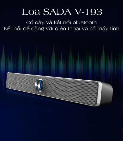 Loa SADA V-193 SUPER BASS kết nối dễ dàng với mọi thiết bị, có kết nối bluetooth, dây cắm USB, dây cắm 3.5mm - K1226