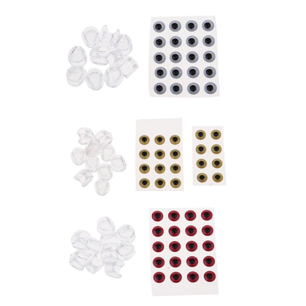 20pcs 3D Fly Tying Jigs Crafts Doll Eyes 10pcs Fishing Head 4mm