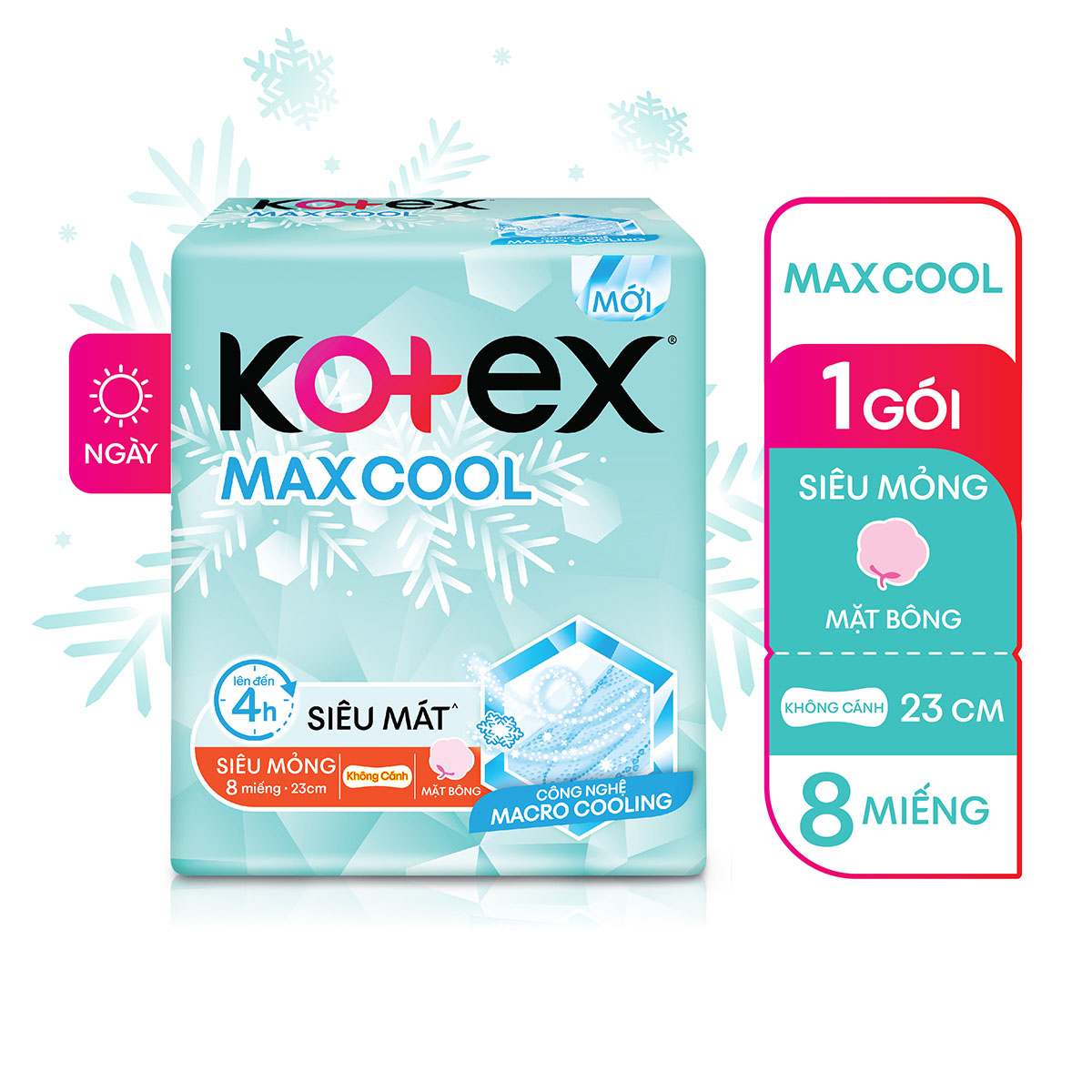 Băng Vệ Sinh Kotex Max Cool Siêu Mỏng Không Cánh 23cm 8 miếng