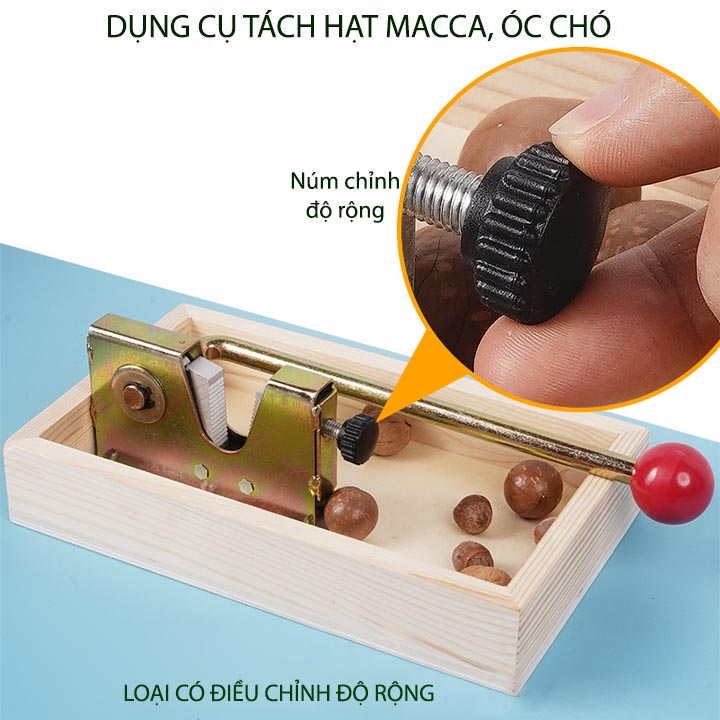 Dụng cụ tách hạt macca, óc chó đa năng, có điều chỉnh độ rộng, bằng thép mạ chống gỉ