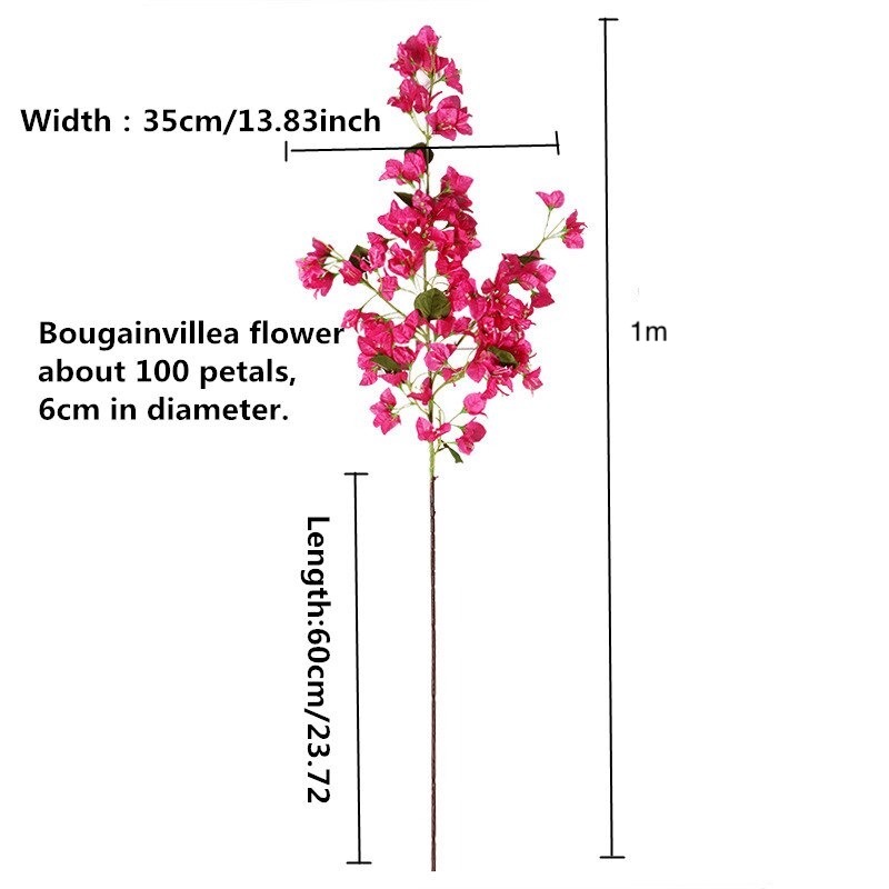 Hoa giấy giả - Cành dài 1m - Nhiều màu - Cành hoa nhân tạo làm thành cây giả giống thật 99% - Cây giả, hoa lụa Decor trang trí nhà cửa